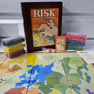 Risk Board Game‎ Classic Global Domination Wood Bookcase Edition Complete